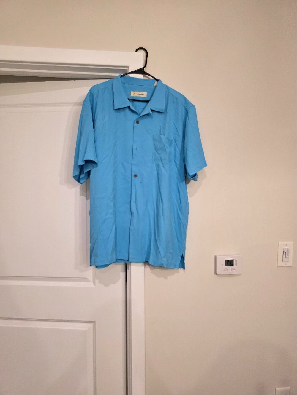 Tommy Bahama Silk Camp Shirt Light Blue / Aqua Men's XXL / 2XL